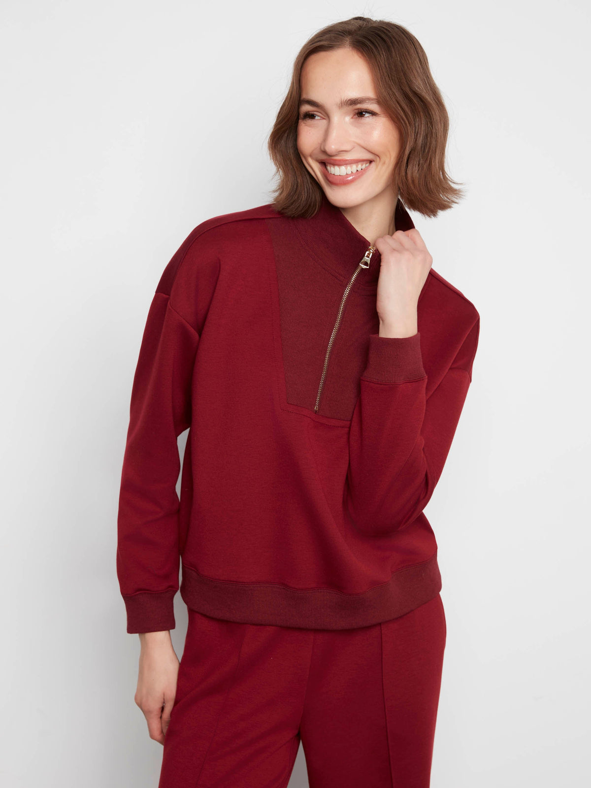Soft Scuba Half-Zip Sweatshirt - Merlot