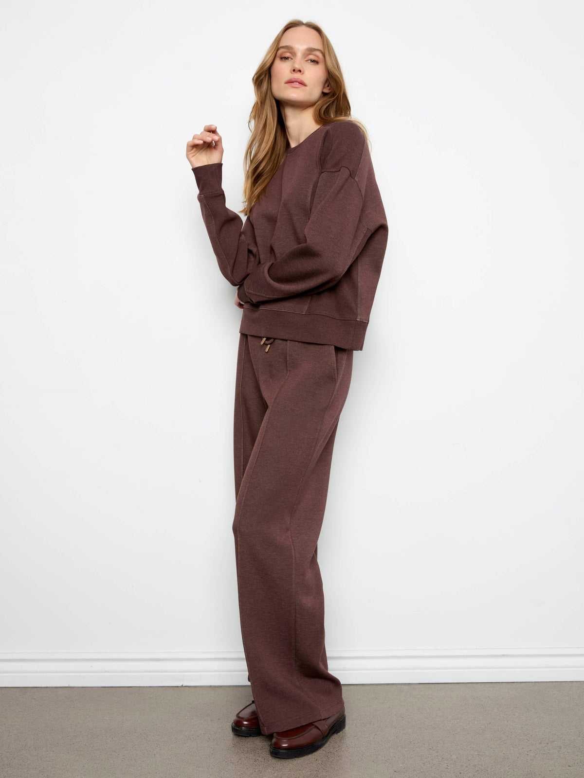 Soft Scuba Crew Neck Sweatshirt - Heather Espresso