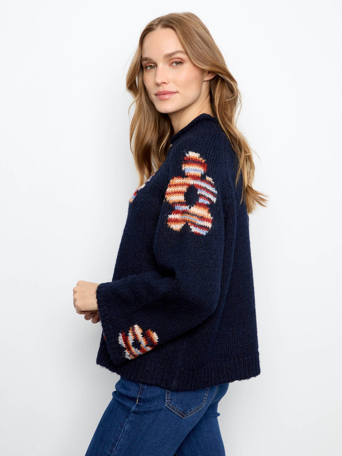 Floral Mock Neck Knit Sweater - California