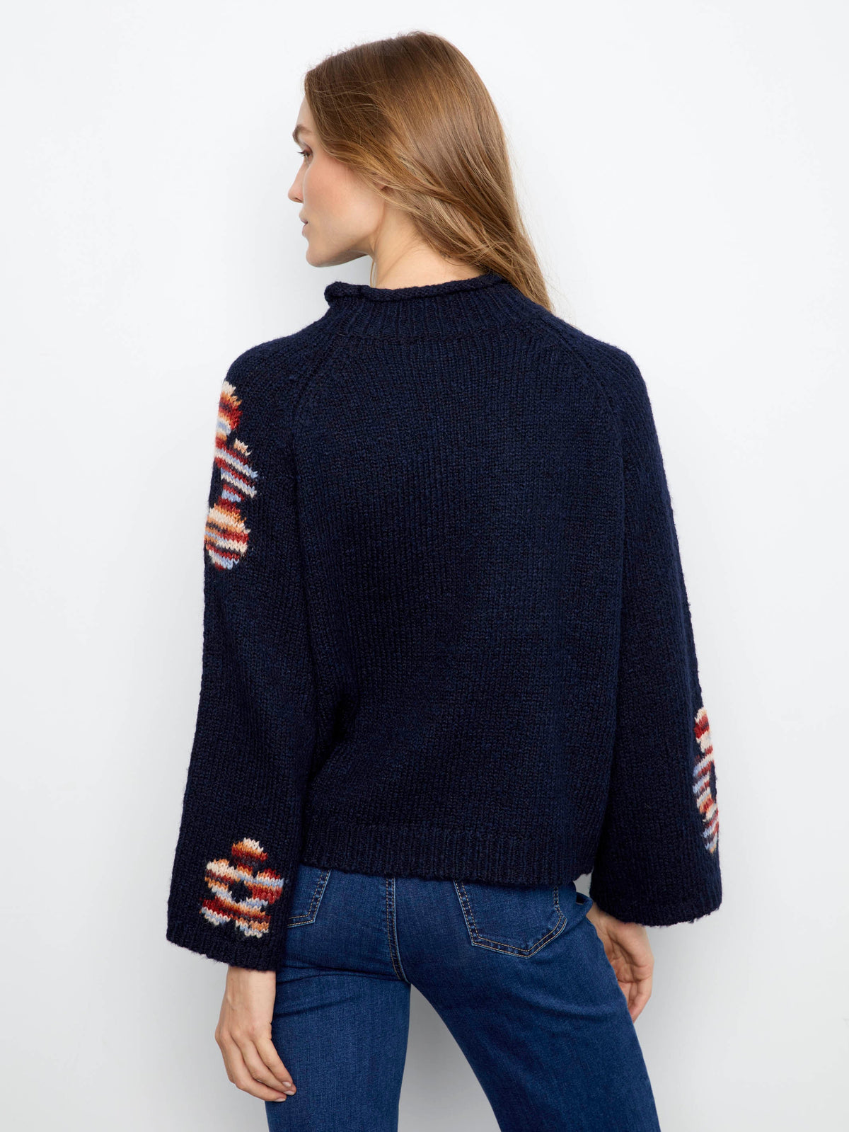 Floral Mock Neck Knit Sweater - California