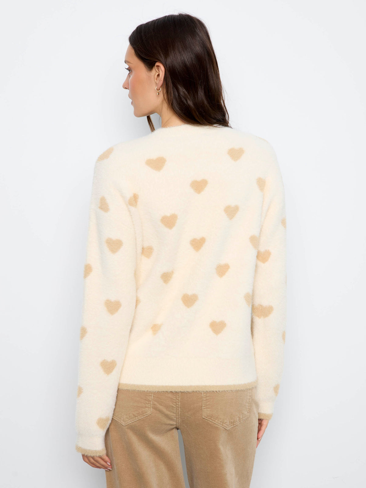 Allover Embroidered Heart Sweater - Ecru