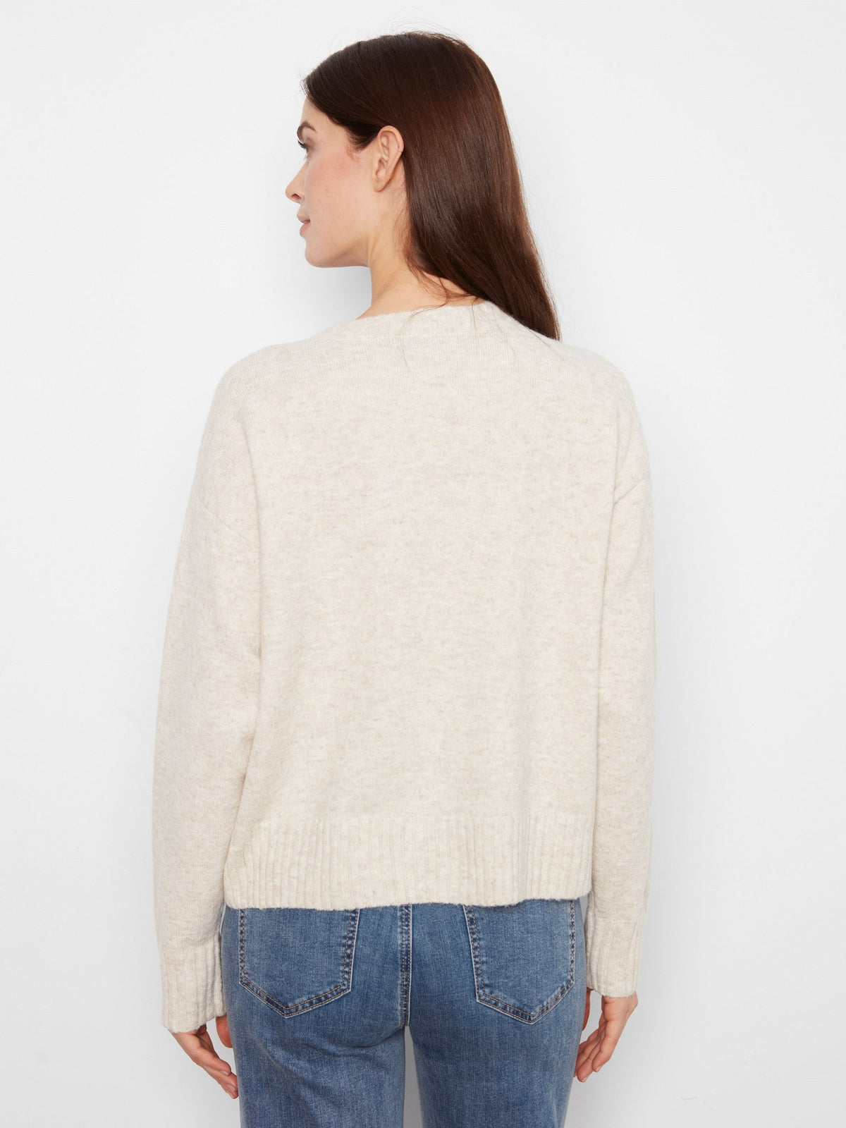 Argyle Crew Neck Sweater - Heather Almond