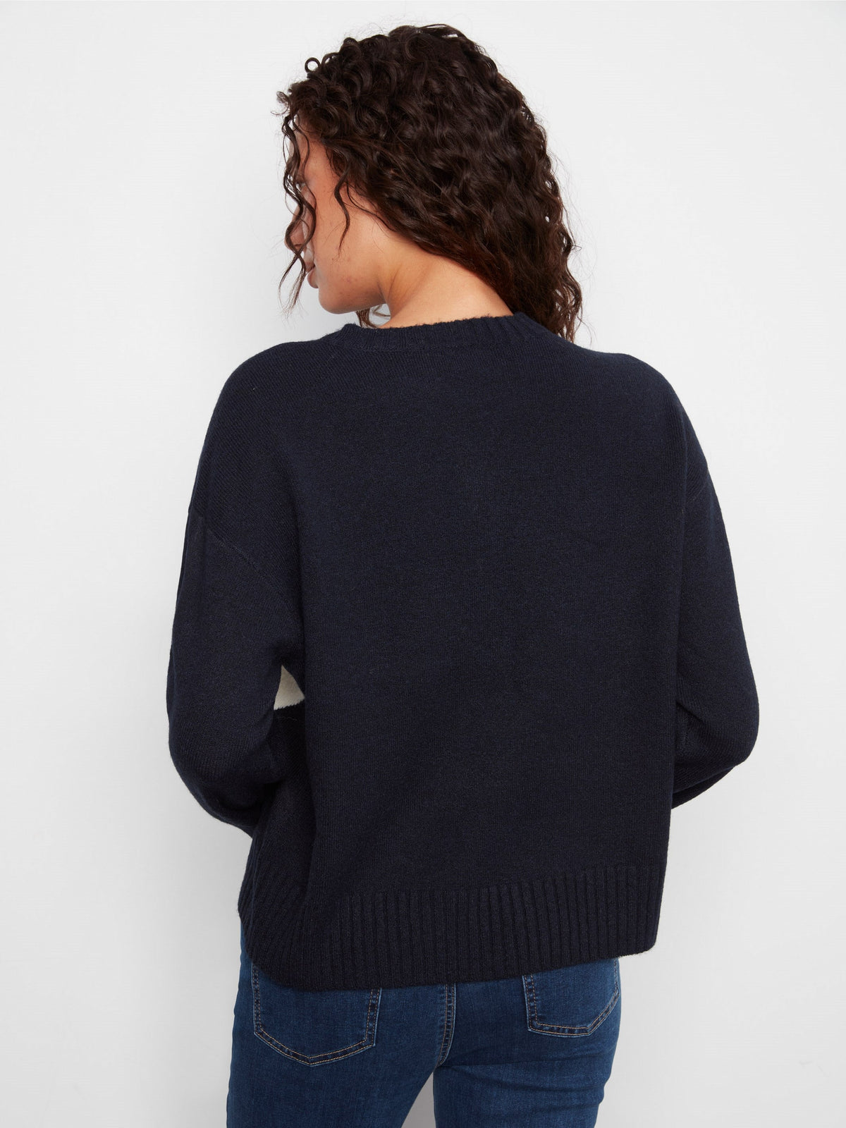 Argyle Crew Neck Sweater - Navy