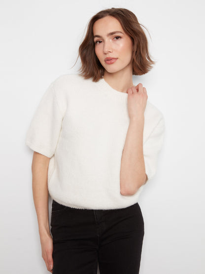Balloon Elbow Sleeve Knit Sweater - Ecru