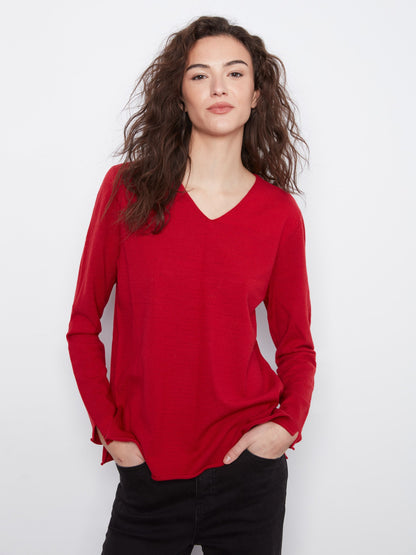 Basic V-Neck Sweater - Equestrian