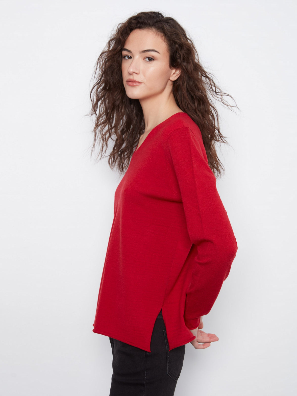 Basic V-Neck Sweater - Equestrian