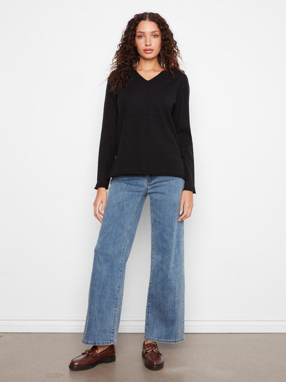 Basic V-Neck Sweater - Black