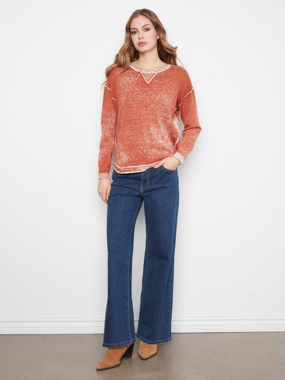 Cotton Crew Neck Sweater - Ginger