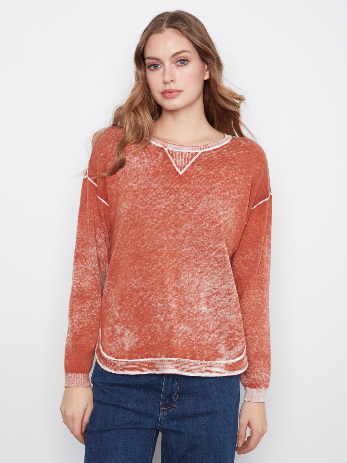 Cotton Crew Neck Sweater - Ginger