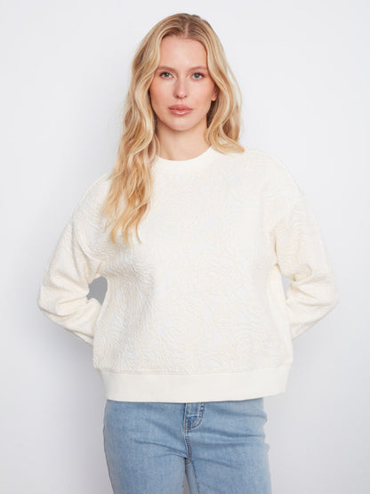 Floral Crew Neck Sweatshirt - Buttercream
