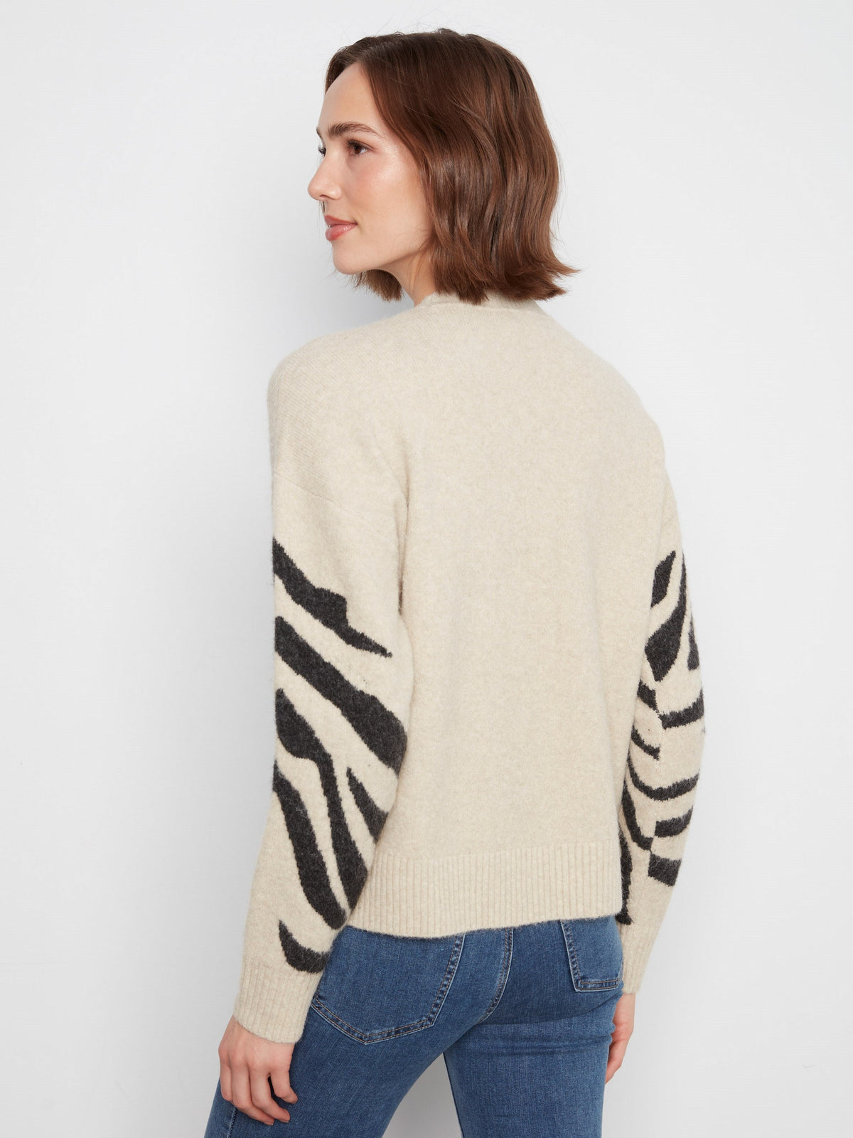 Jacquard Crew Neck Sweater - Zebra