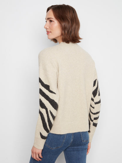 Jacquard Crew Neck Sweater - Zebra