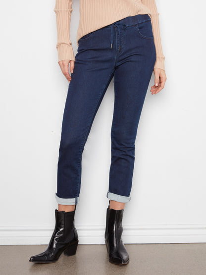 Knit Denim Jogger Pants - Blue Black