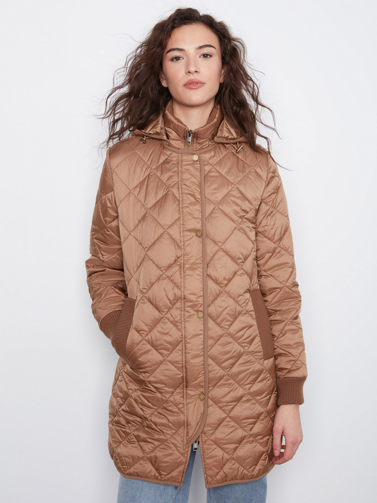 Long Hooded Puffer Jacket - Truffle