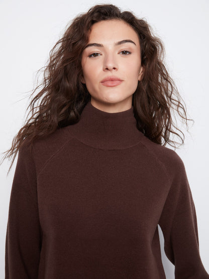 Mock Neck Sweater Dress - Coffee