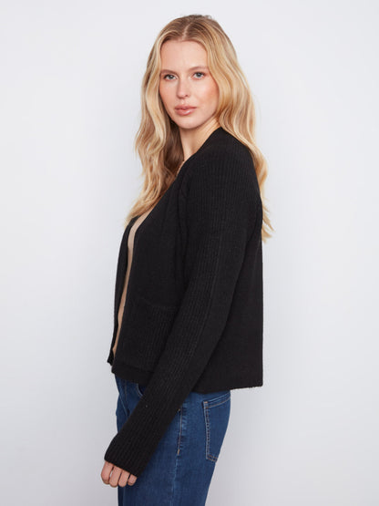 Patch Pocket Cardigan - Black