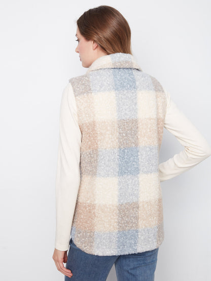 Plaid Bouclé Knit Vest - Celestial