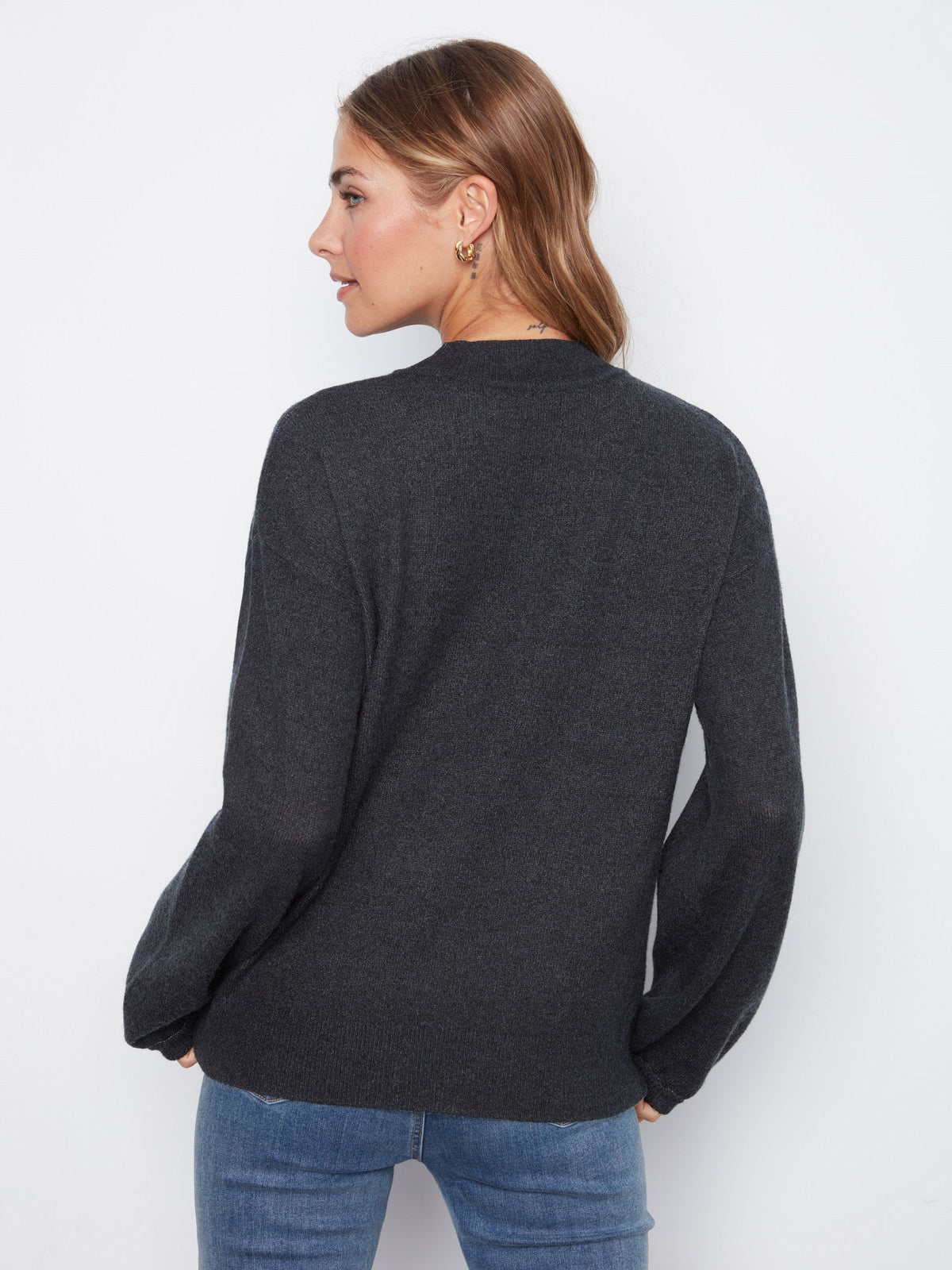 Printed Mock Neck Sweater - Hibiscus