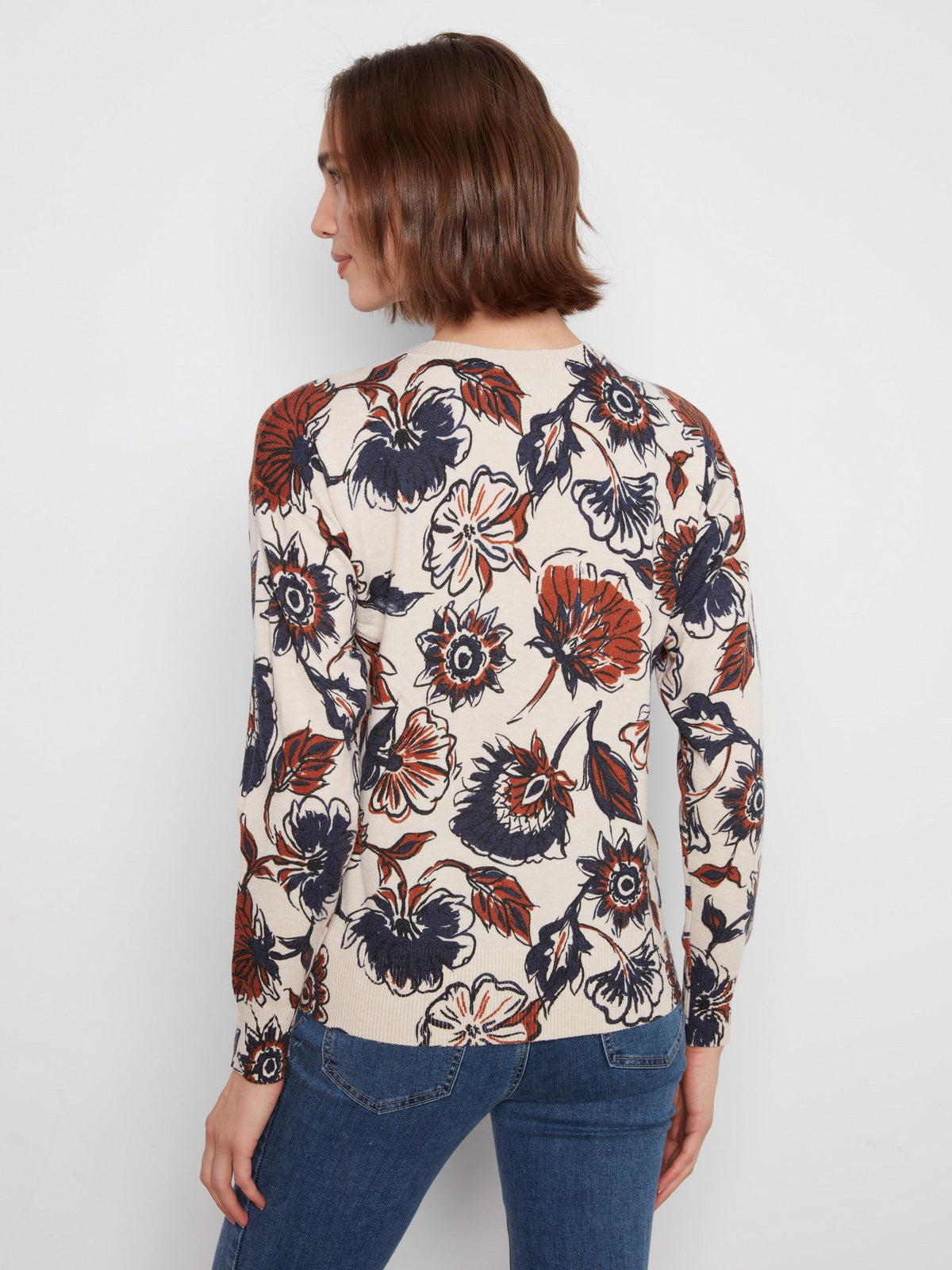 Printed Sweater With Side Buttons - Fantasy