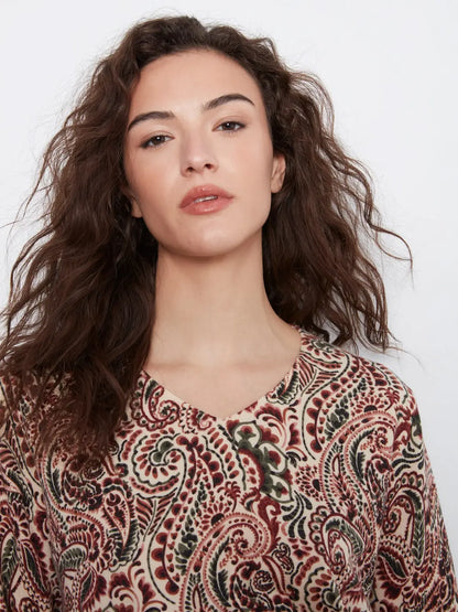 Printed V-Neck Sweater - Fernelle