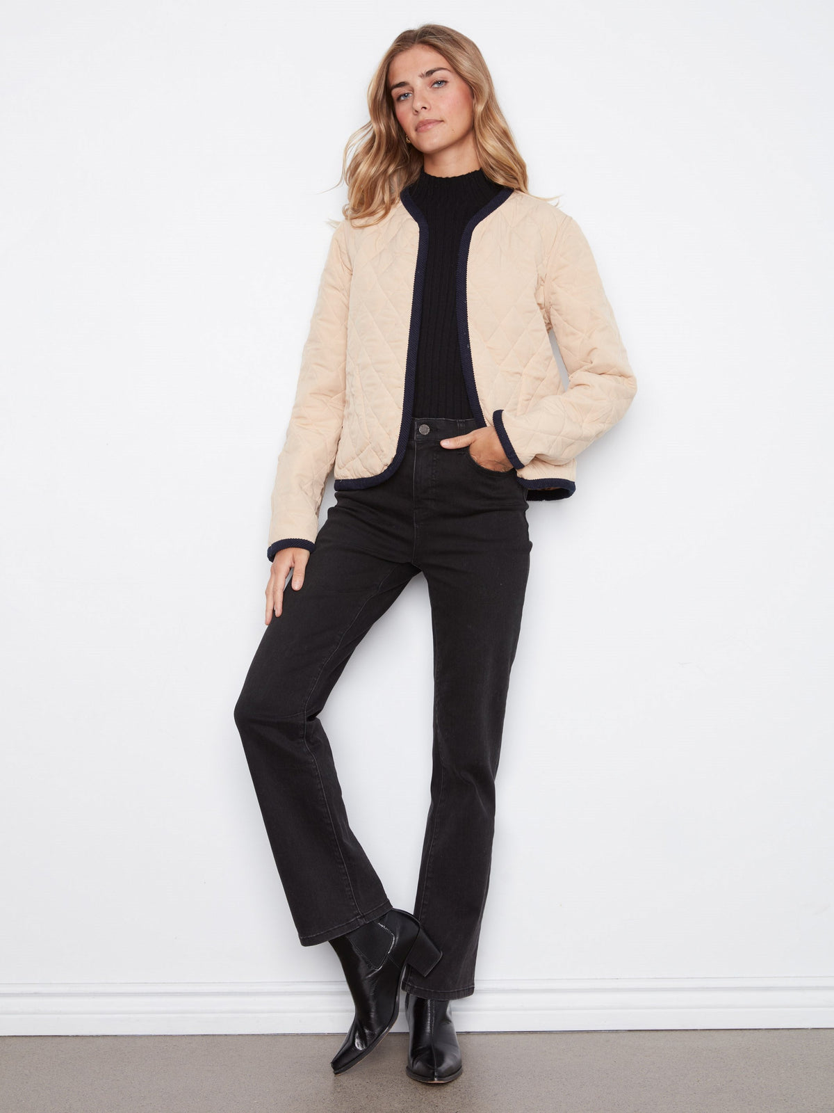 Reversible Embroidered Quilted Jacket - Biscuit