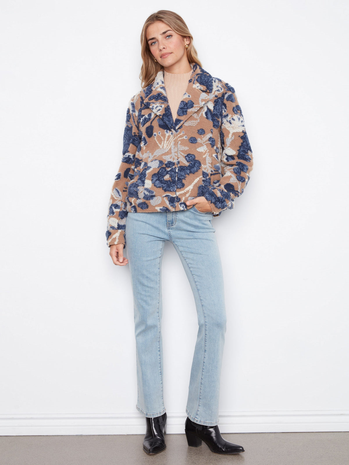 Sherpa Flocked Short Coat - Carolina