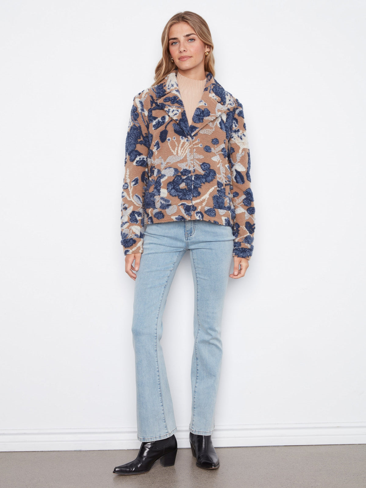 Sherpa Flocked Short Coat - Carolina