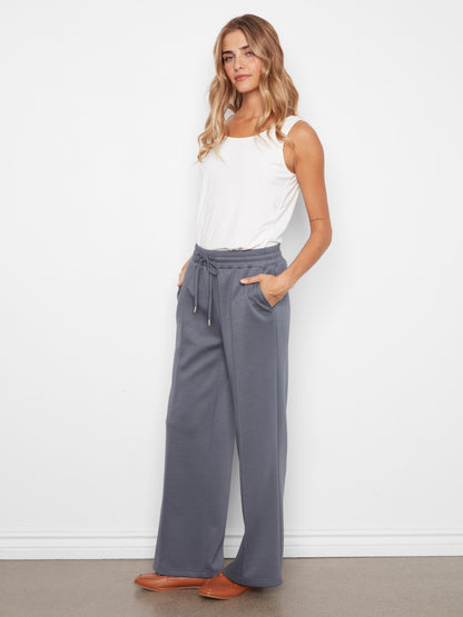 Soft Scuba Wide Leg Jogger Pants - Graphite