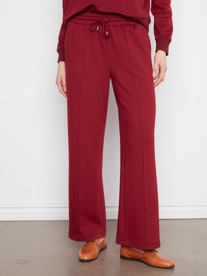 Soft Scuba Wide Leg Jogger Pants - Merlot