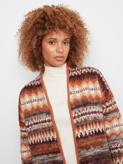 Space Dye Jacquard Cardigan - Raisin