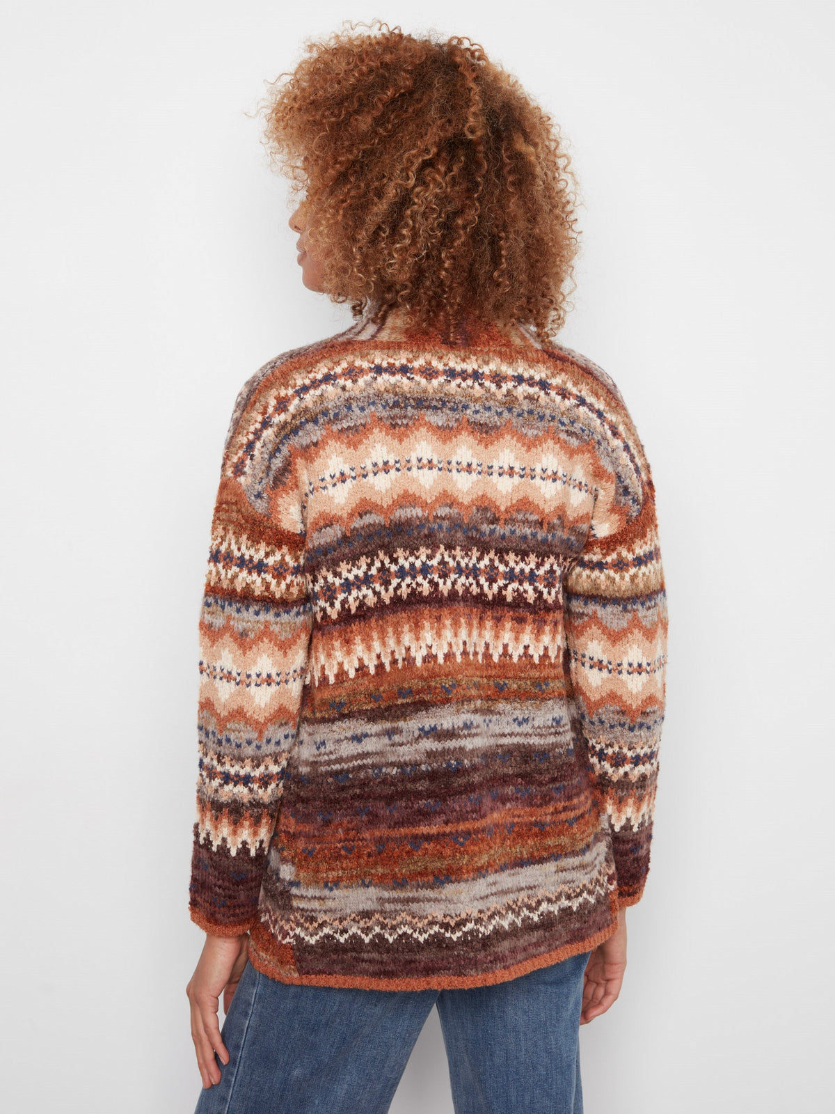 Space Dye Jacquard Cardigan - Raisin