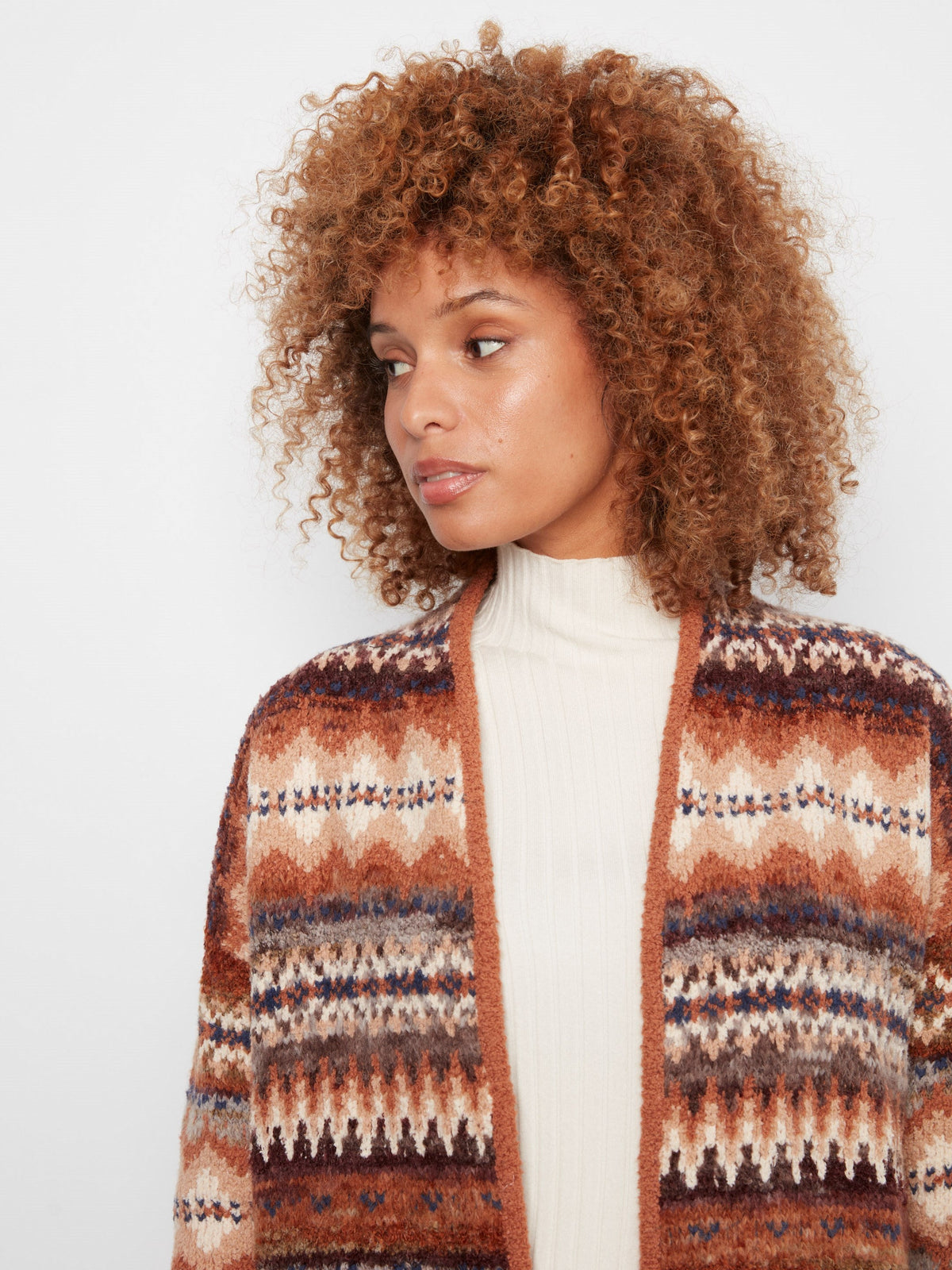 Space Dye Jacquard Cardigan - Raisin