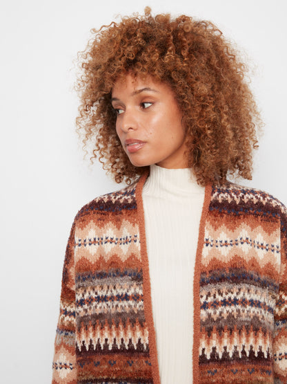 Space Dye Jacquard Cardigan - Raisin