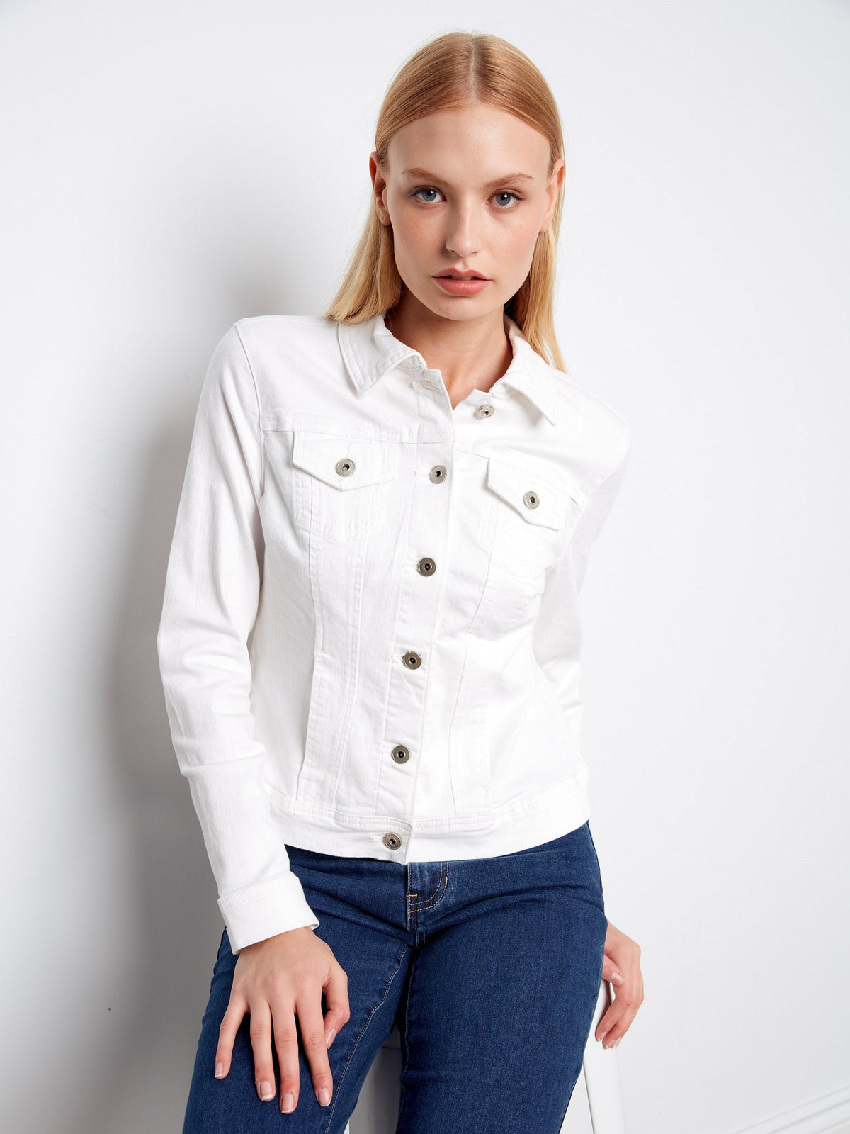Stretch Denim Jacket - White