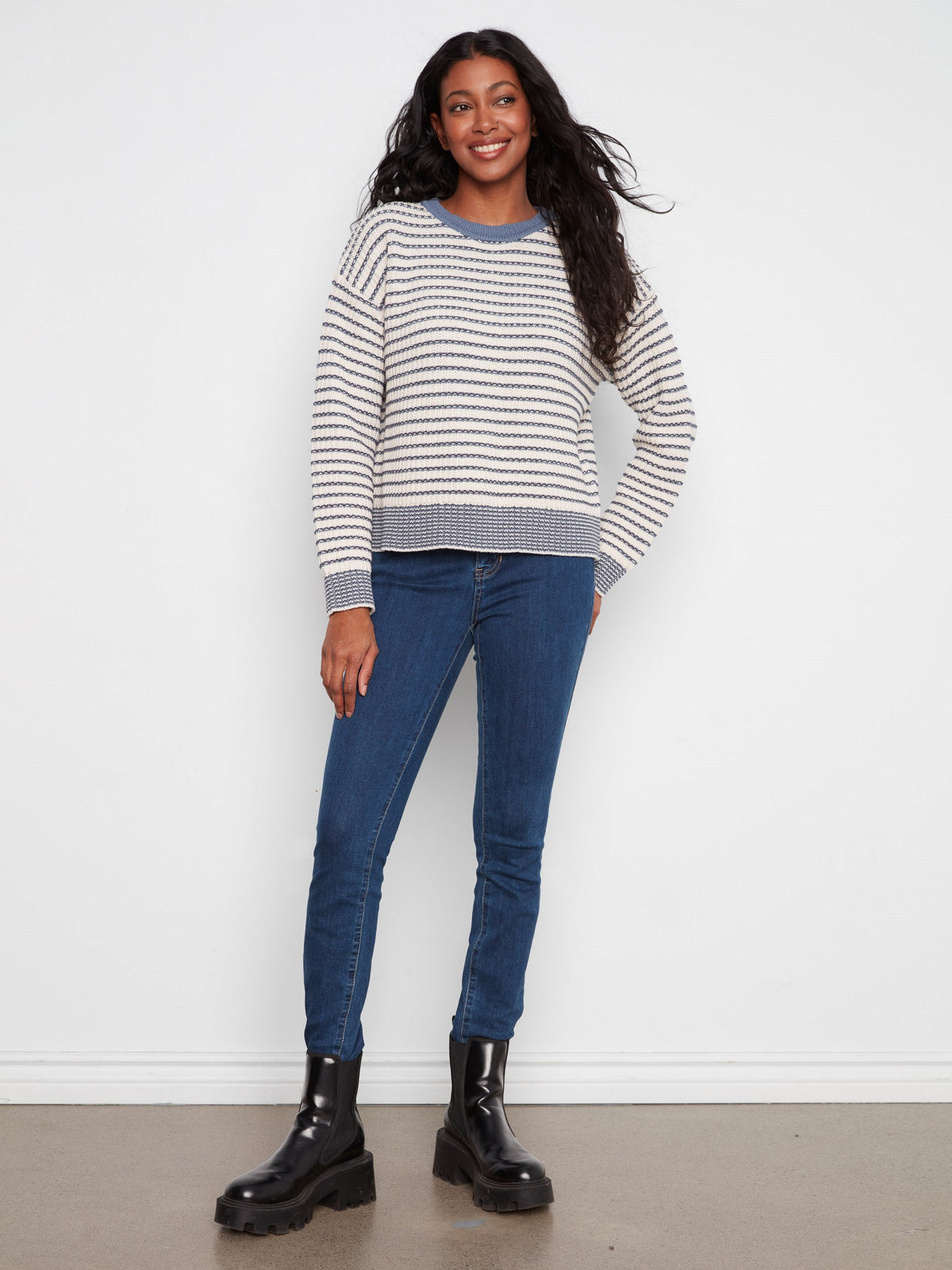 Striped Crew Neck Sweater - Stripes