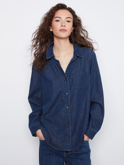 Tencel Button-Front Shirt - Indigo
