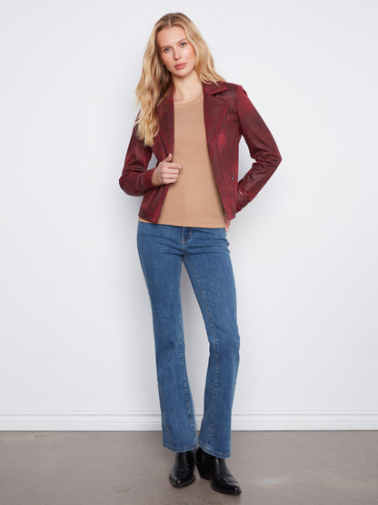 Vintage Faux Leather Jacket - Merlot