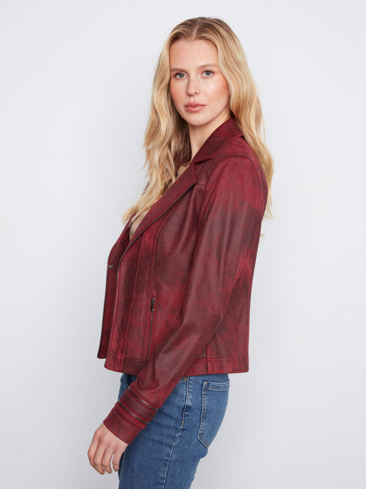 Vintage Faux Leather Jacket - Merlot