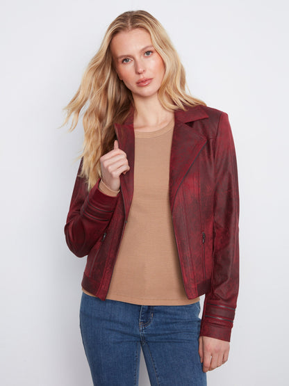 Vintage Faux Leather Jacket - Merlot