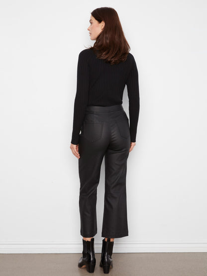 Waxed Twill Flare Pants - Black